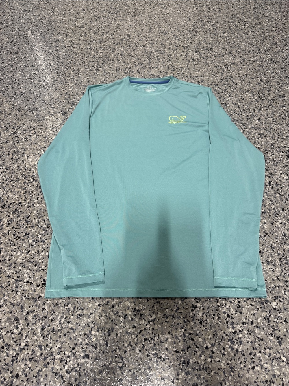 Vineyard Vines Kids Long Sleeve Performance Tee - Seafoam with Lime Logo